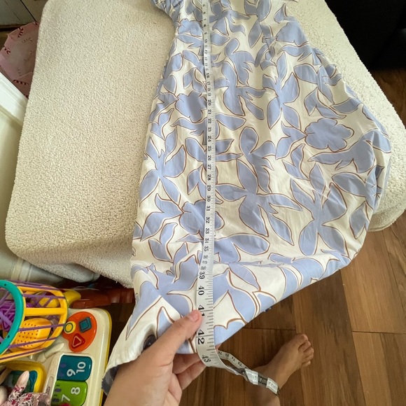 A New Day Blue and Cream Cottagecore Leaf Print Midi Dress Bohemian - Picture 9 of 10